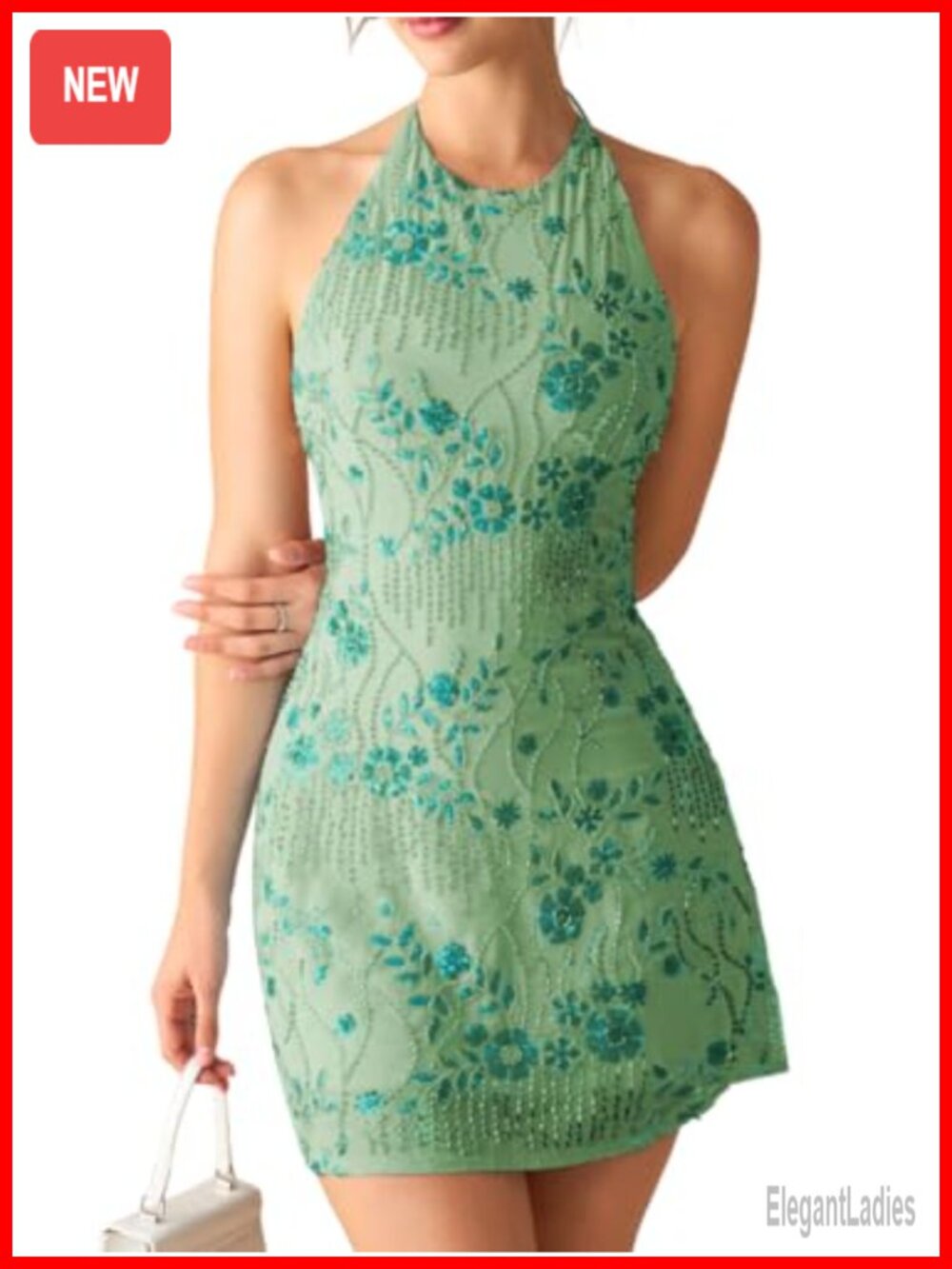 Backless Sequin Mini Dress Halter Neck Party Homecoming